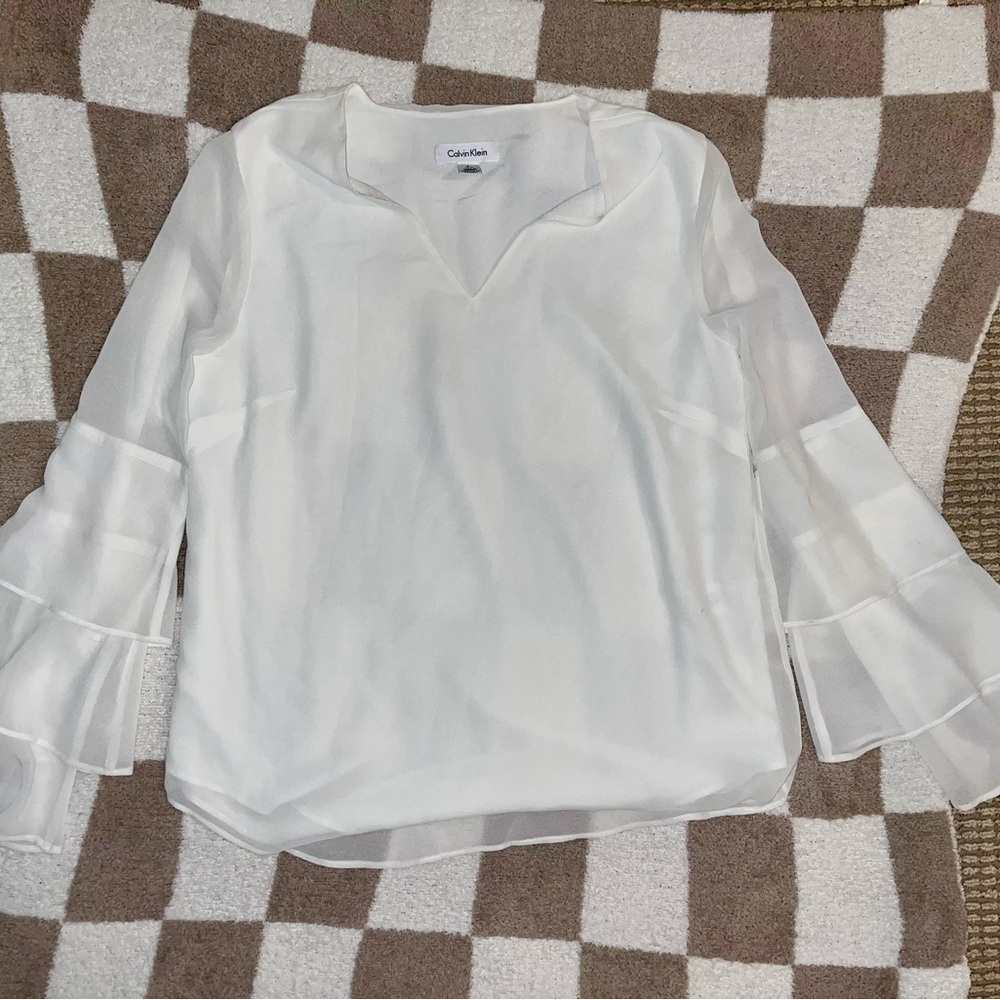 Calvin Klein Sheer White Blouse